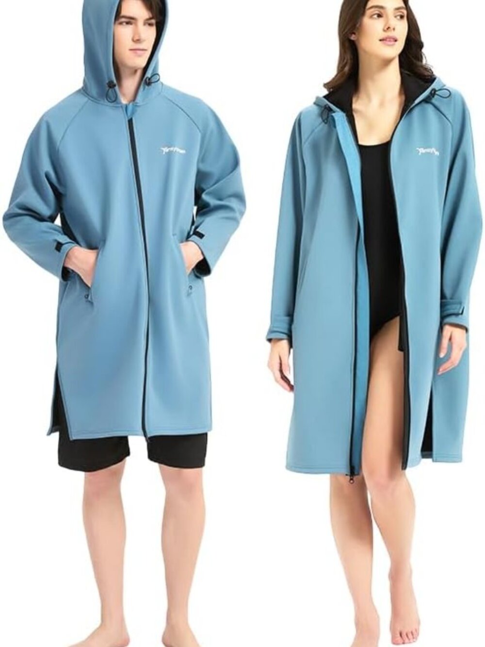 Waterproof Swimming Parka, Windproof Fleece Lined Surf Poncho Coat M